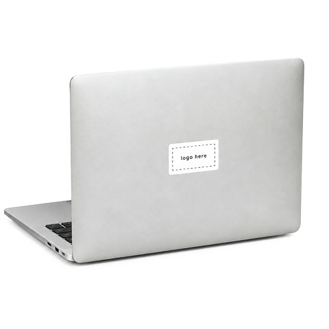 Laptop lid with an empty logo sticker